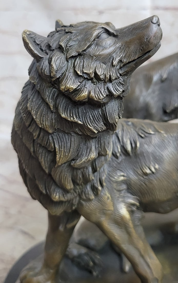 Howling Wolf Bronze Sculpture - 8