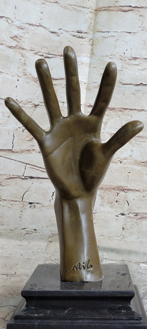 Hand With Face Bronze Statue - 6