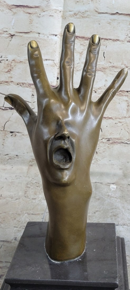Hand With Face Bronze Statue - 7