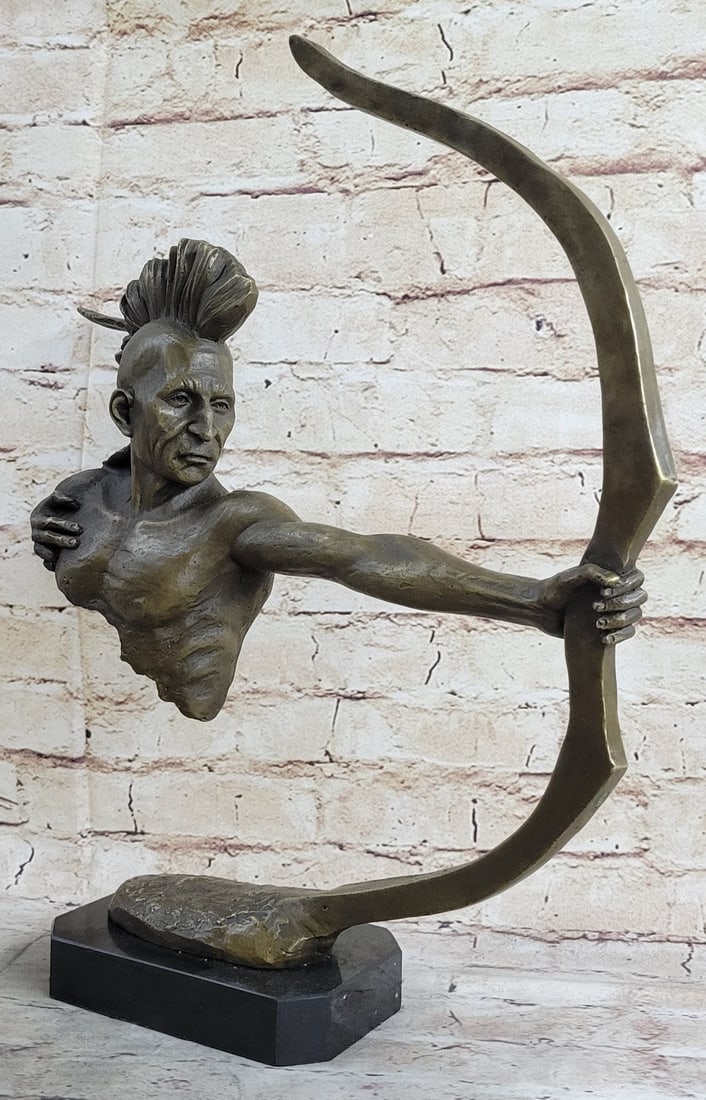 Indian Archer Bronze Sculpture: The bronze sculptures unique composition seems as if the entirety of the body is slowly being taken, particle by particle, like dust in the wind. The beholder sees the final stages of this creative