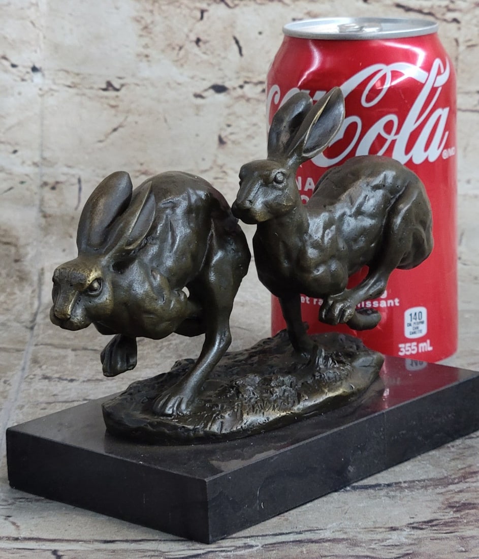 Two Eastern Jackrabbit Bronze Sculpture - 2