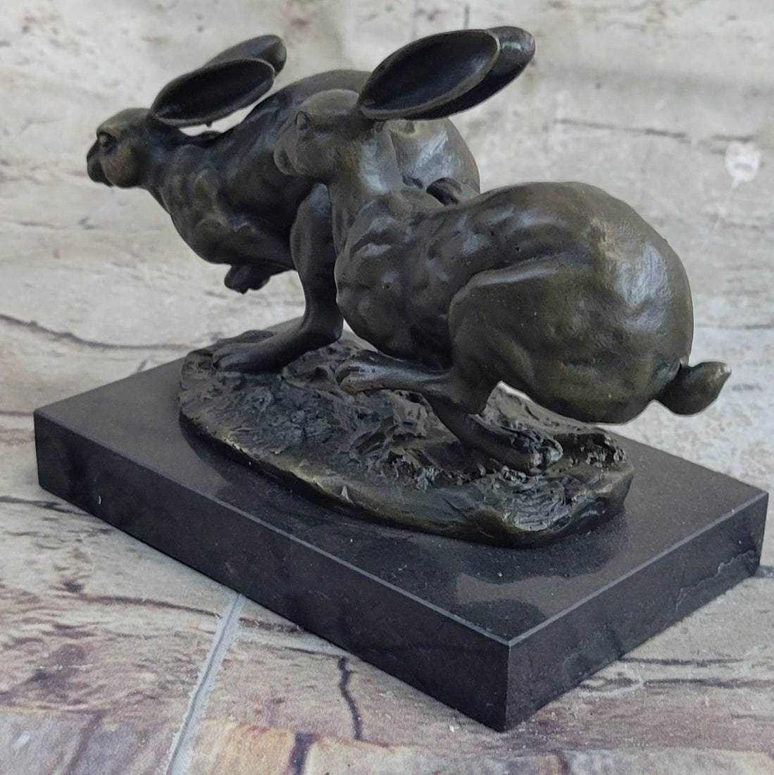 Two Eastern Jackrabbit Bronze Sculpture - 5