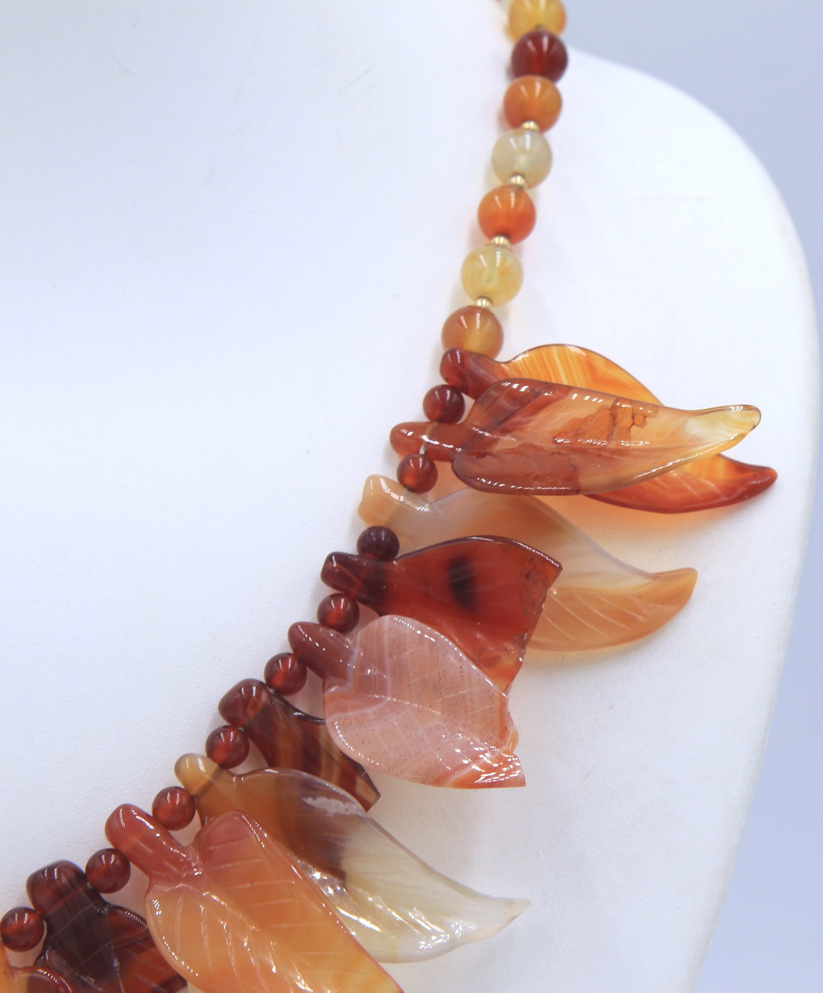Amber leaf charm necklace - 2