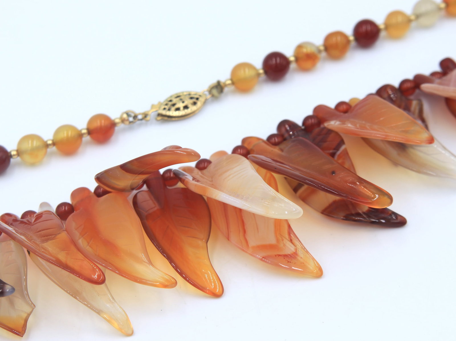 Amber leaf charm necklace - 4