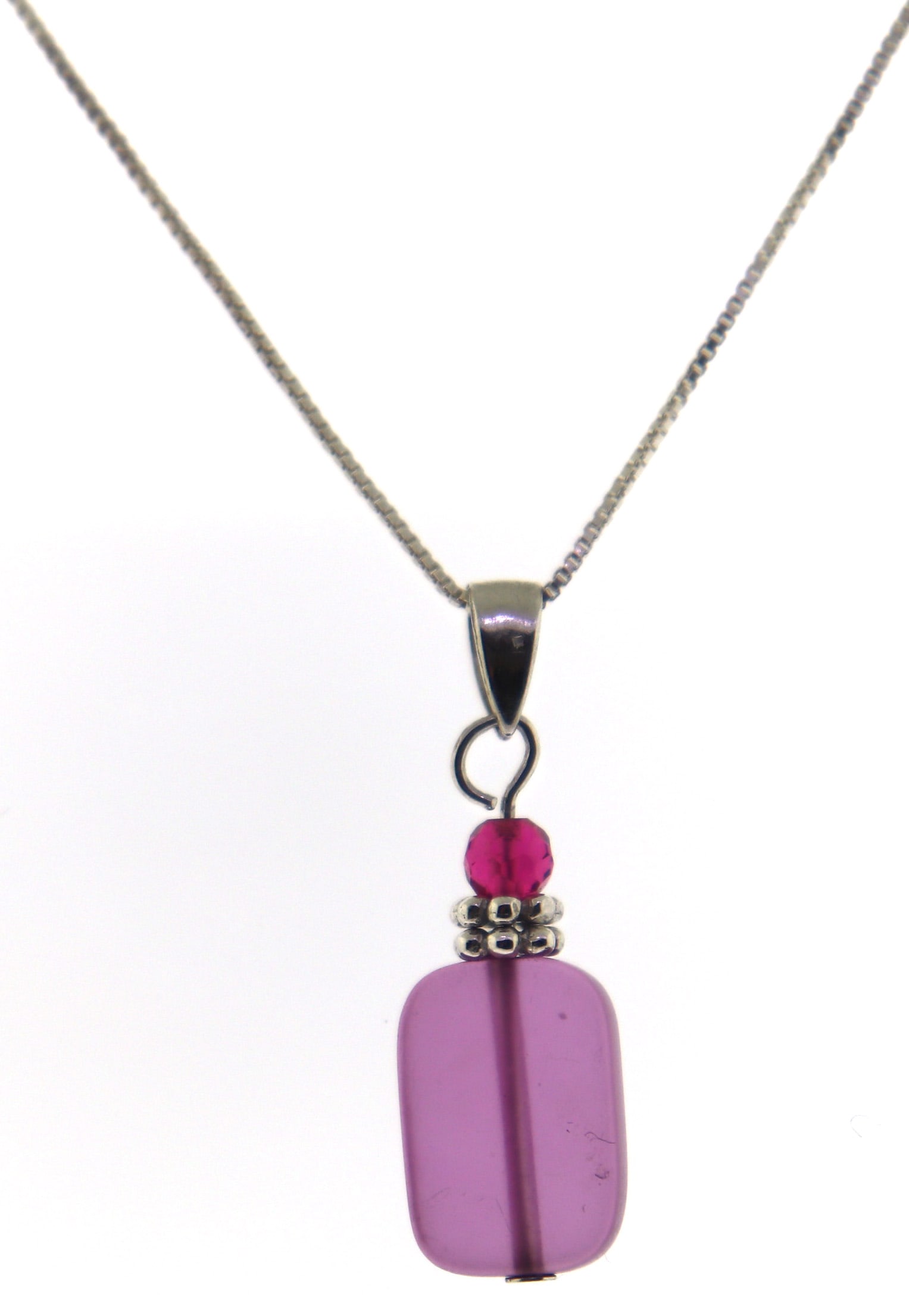 Sterling Silver Pendant on Chain: 925 Sterling Silver Pendant on 18" Box Chain Necklace. 2.81 Grams.