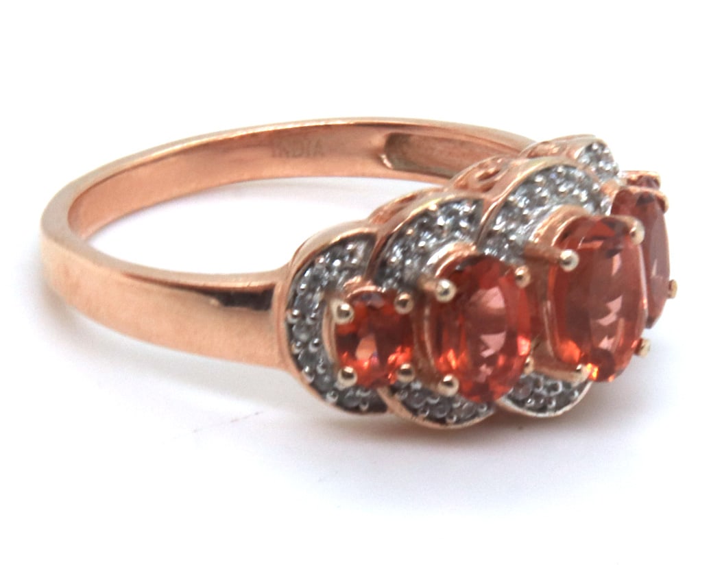 Sterling Silver Orange Cubic Zirconia Ring - 2