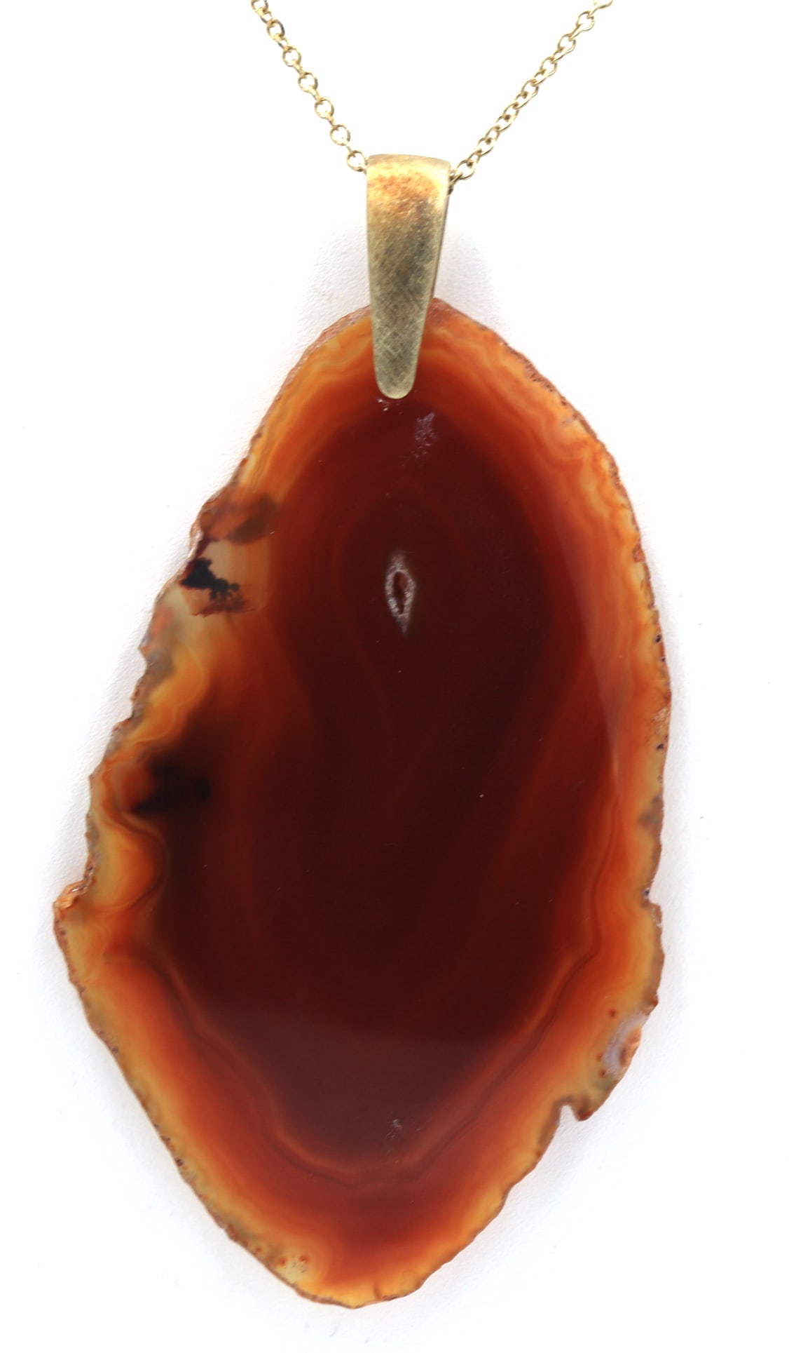 Brown Agate pendant on chain - 2