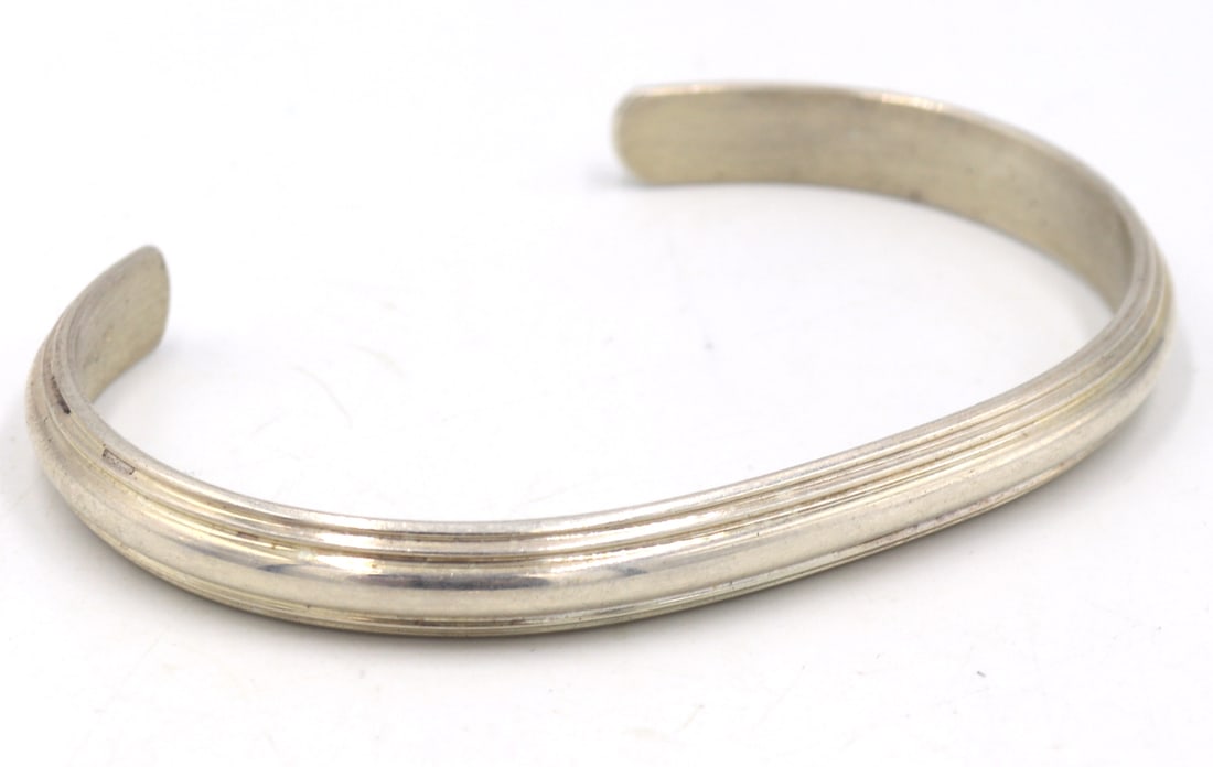 Vintage 925 sterling silver cuff bangle - 4