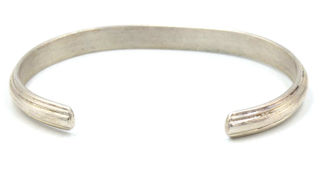Vintage 925 sterling silver cuff bangle - 5