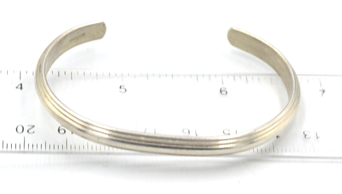 Vintage 925 sterling silver cuff bangle - 6