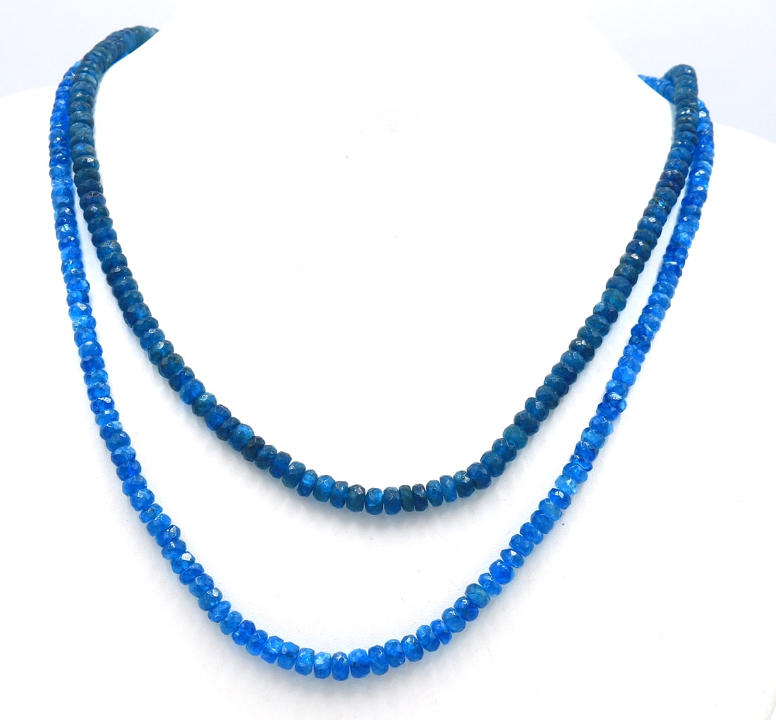 Lot of 2 blue stone necklaces: Lot of 2 blue stone 18 inches necklaces. Total weight of lot is 33.7 grams.