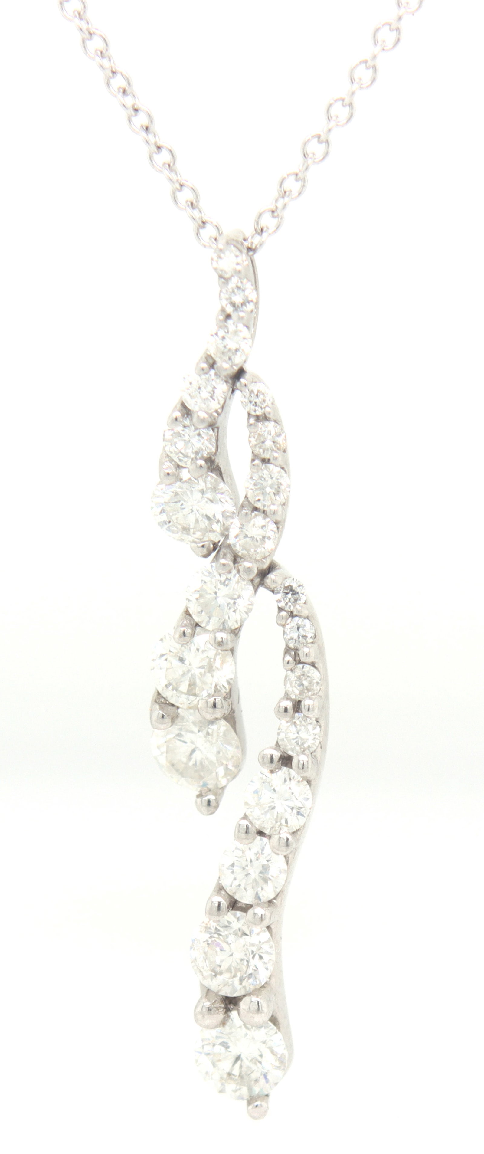 14kt White gold 0.85ctw flexible Journey pendant on chain (1 of 5)