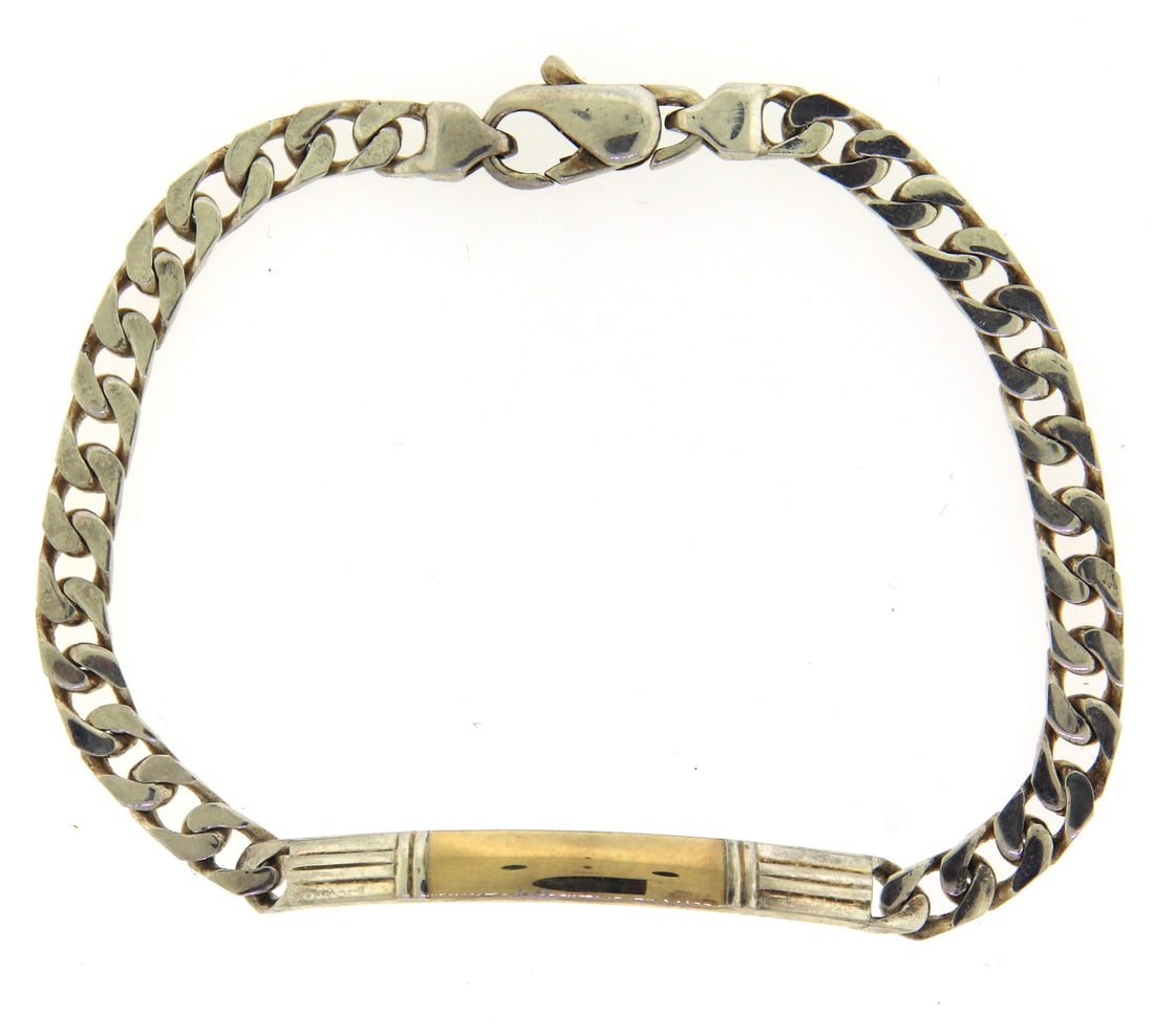 Men's Sterling Silver Dog Tag Bracelet (1 of 4)