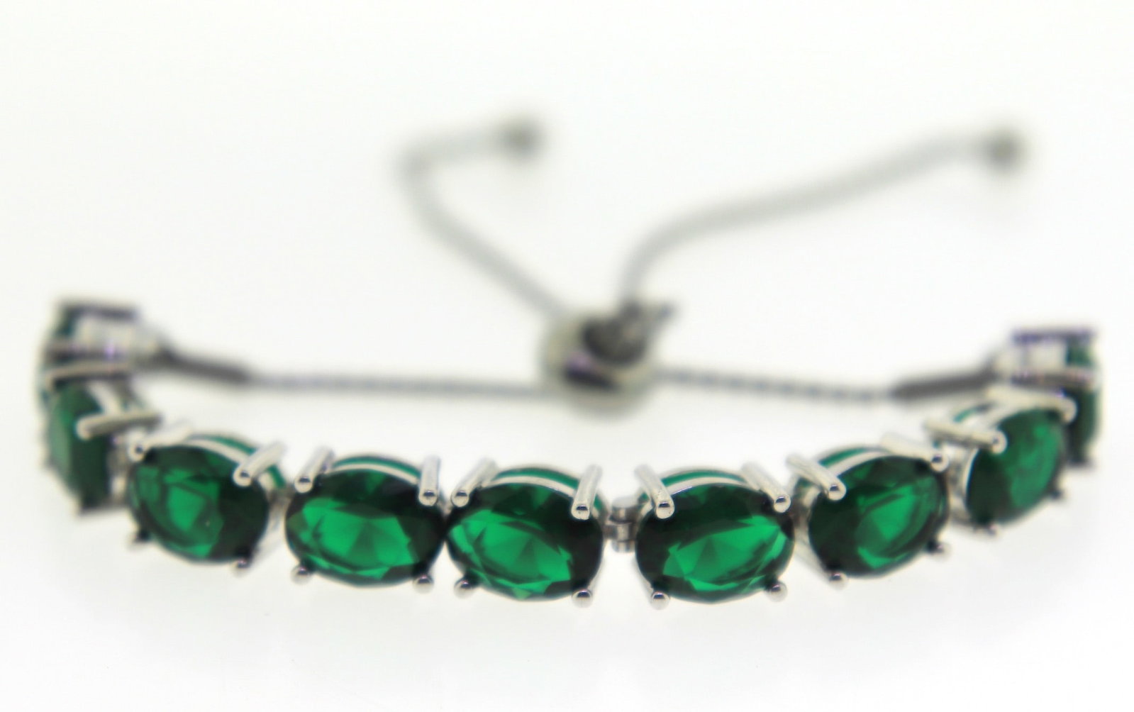 Vintage 925 sterling silver green cubic zirconia bracelet (1 of 4)