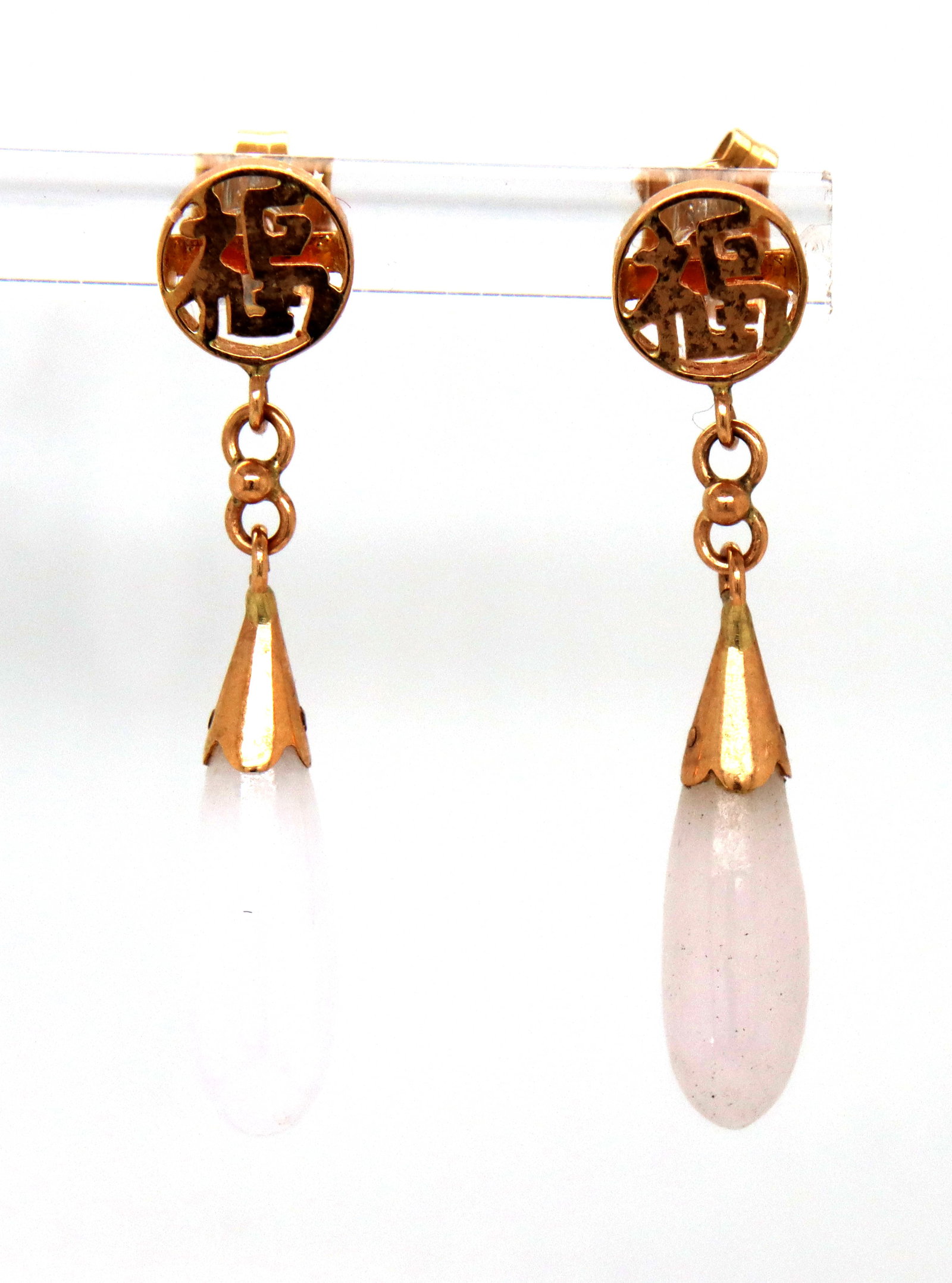 14kt Yellow gold Lavender Jade dangle earrings (1 of 4)