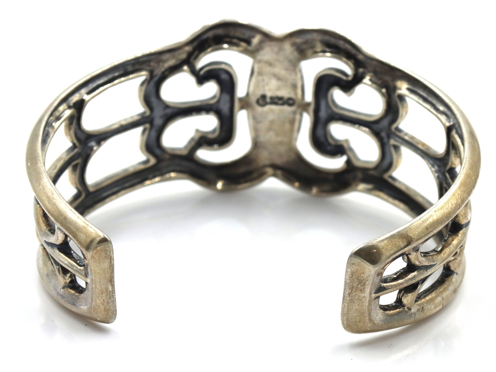 925 Sterling silver signed turquoise cuff bangle - 5