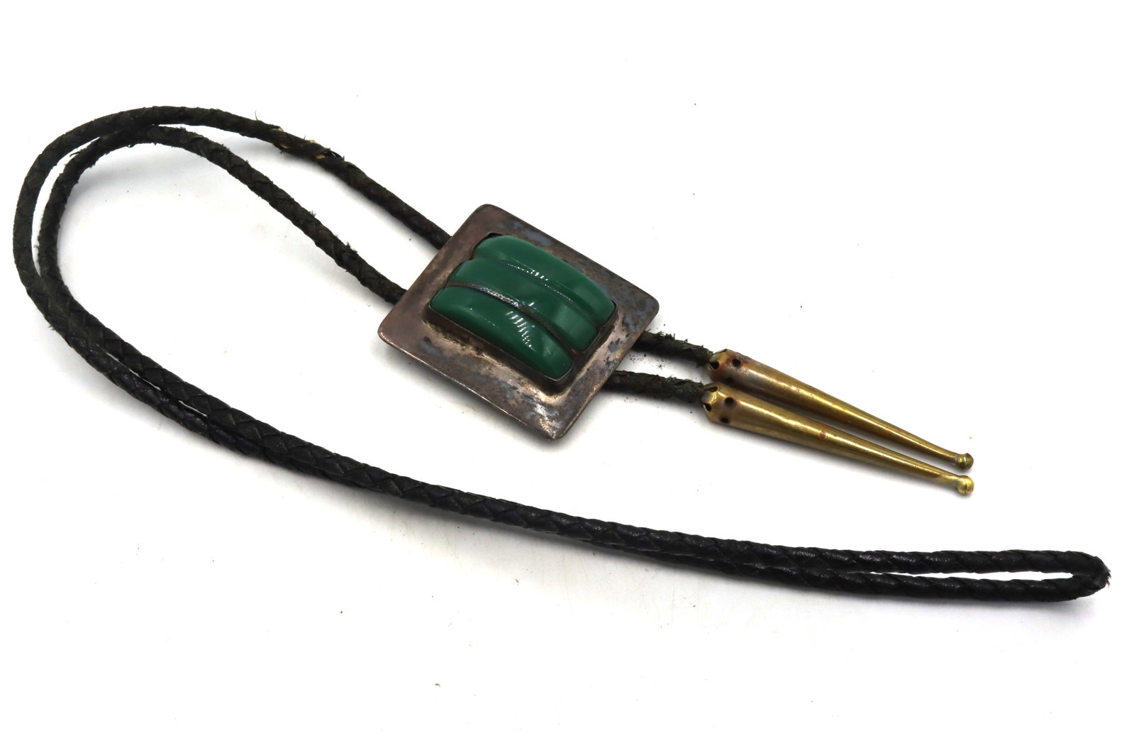 Vintage 925 sterling silver Malachite bolo tie (1 of 4)