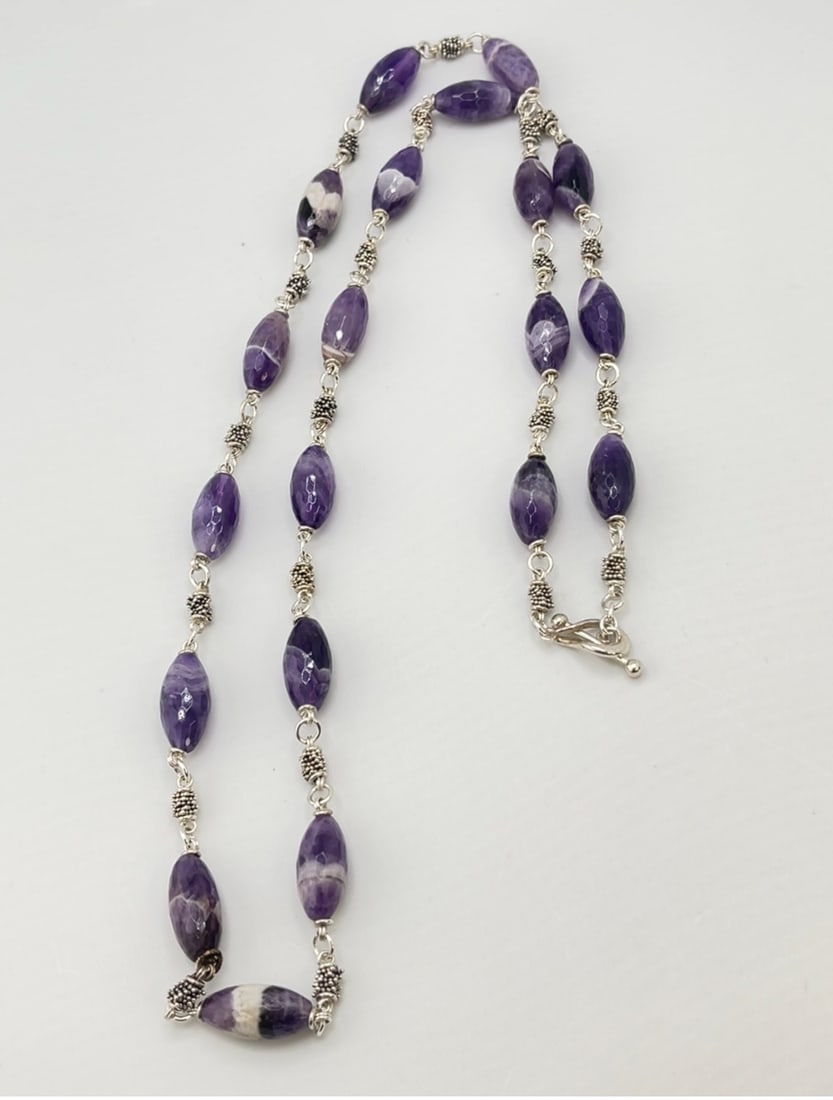 925 Sterling Silver Michael Dawkins Starry Night Amethyst Station Necklace (1 of 6)
