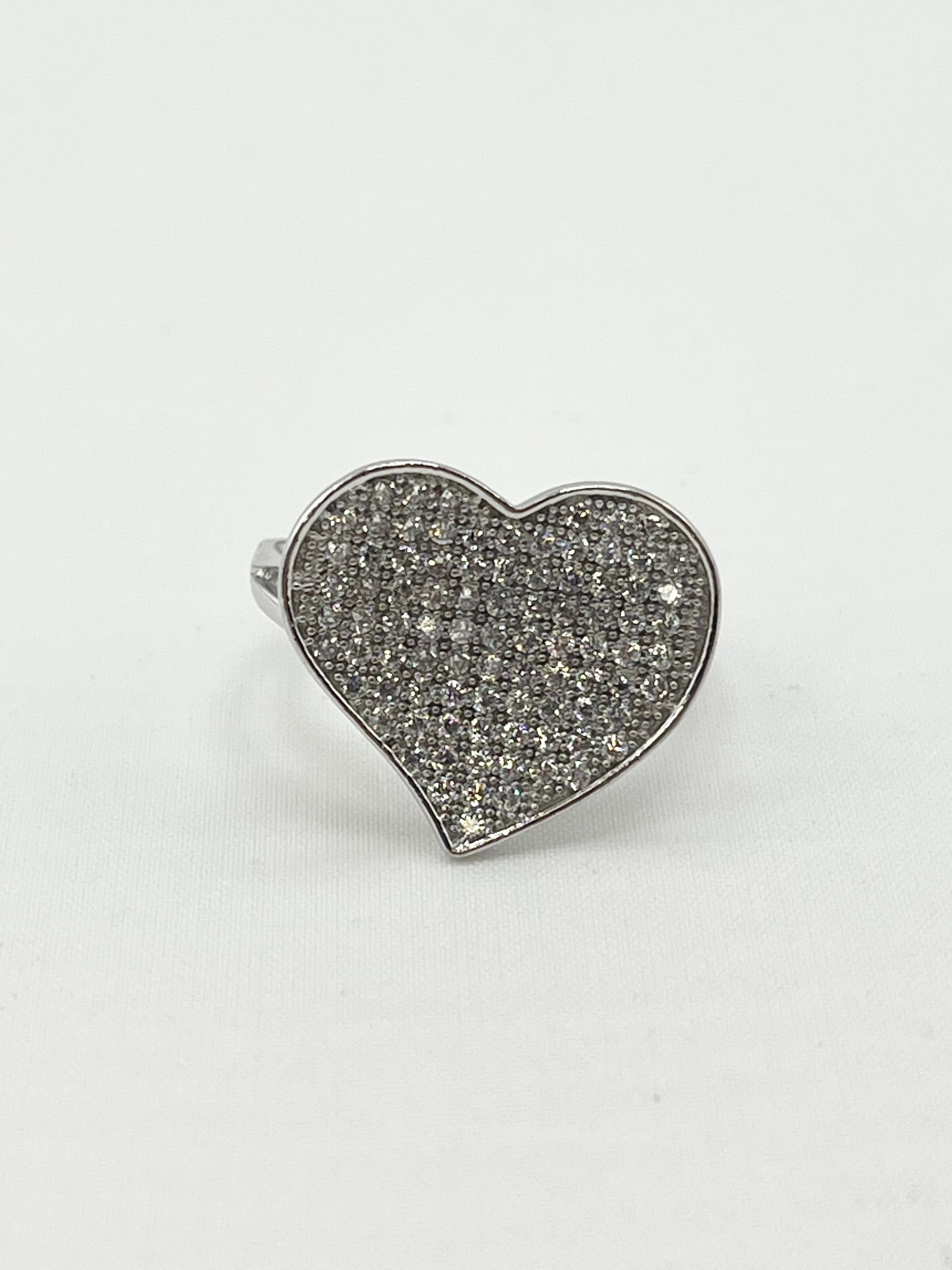 925 Sterling Silver Full Pave Crystal Heart Ring (1 of 5)