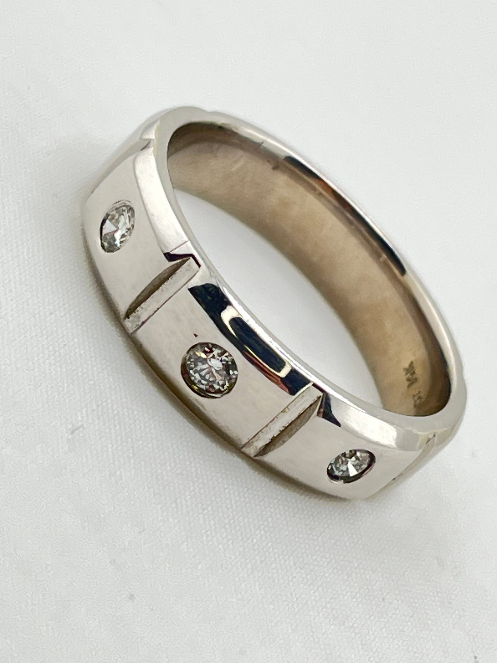 14KT White Gold 6mm Square Shape Diamond Section Band (1 of 5)