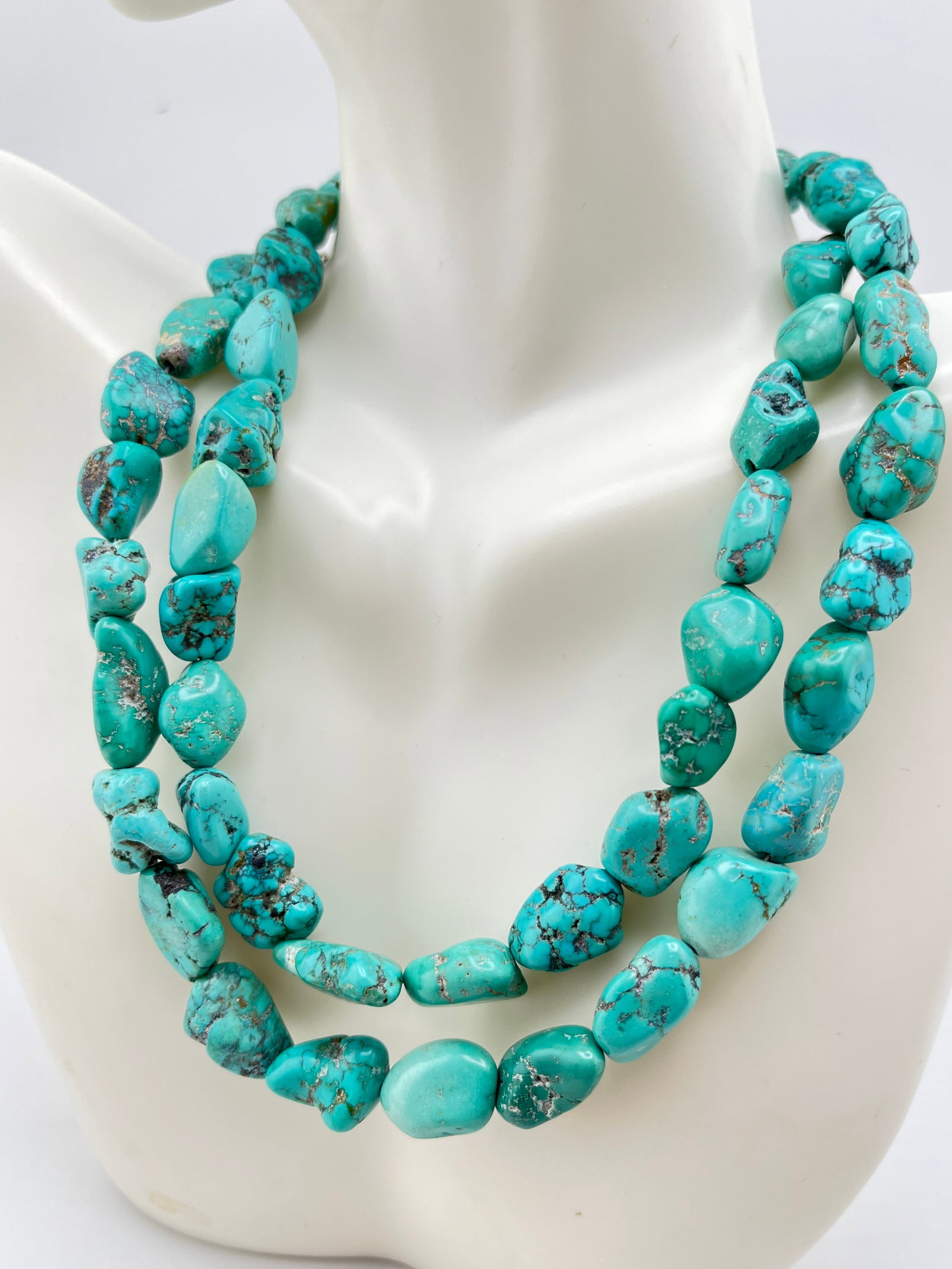 925 Sterling Silver Chunky Turquoise Nugget Necklace (1 of 6)