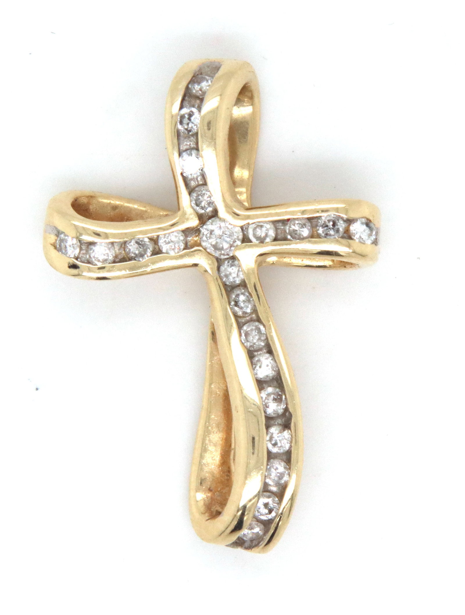 14kt Yellow gold diamond cross pendant (1 of 4)