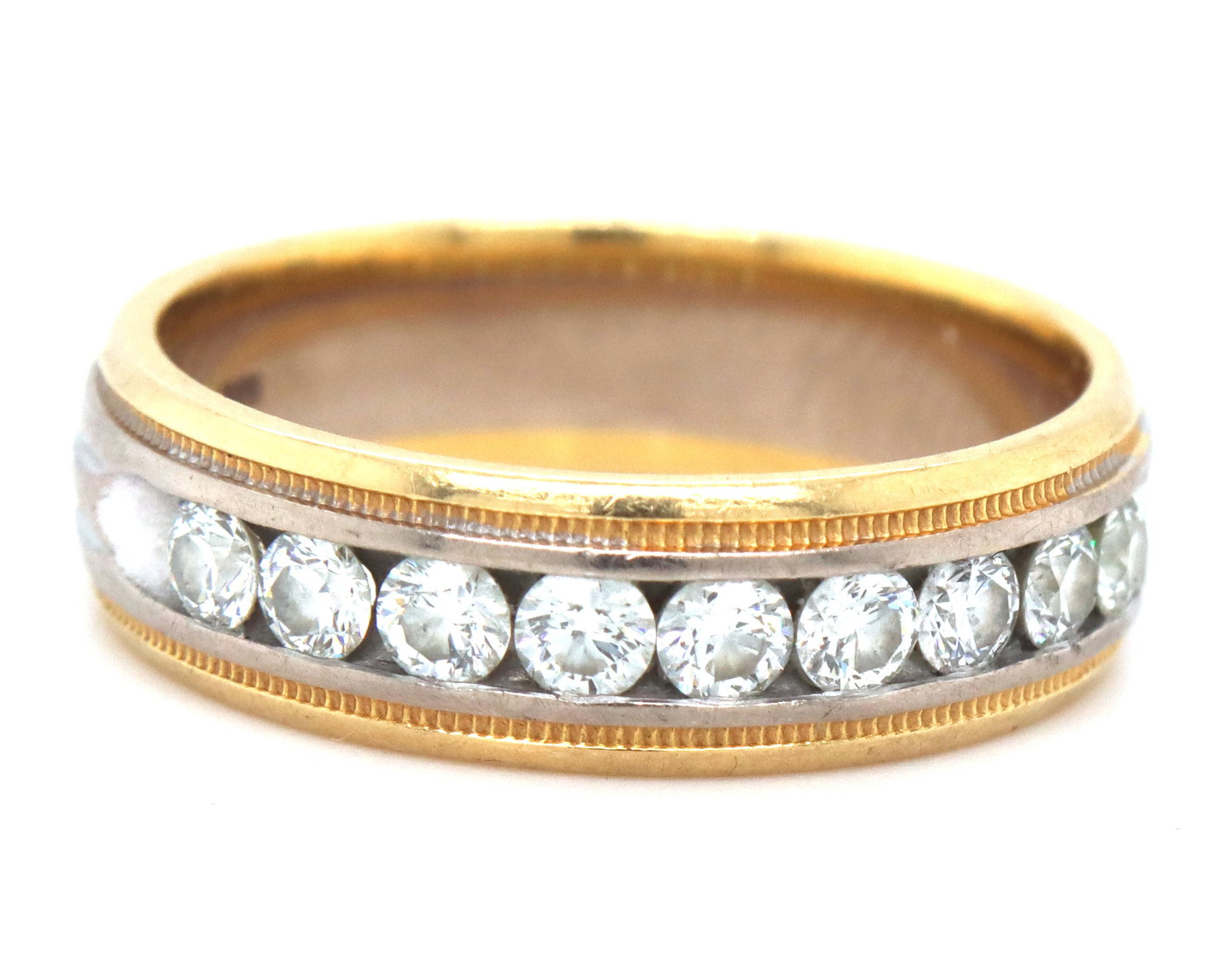 14kt two tone gold diamond band (1 of 5)