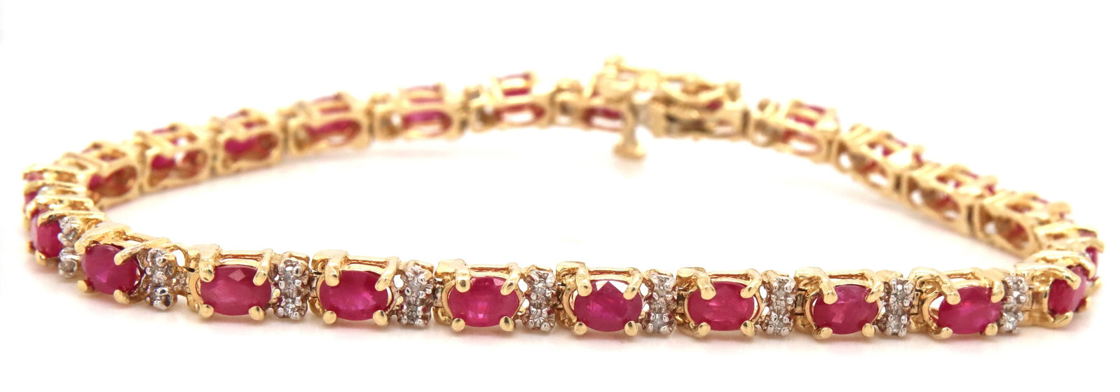 14kt Yellow gold ruby and diamond link bracelet (1 of 5)