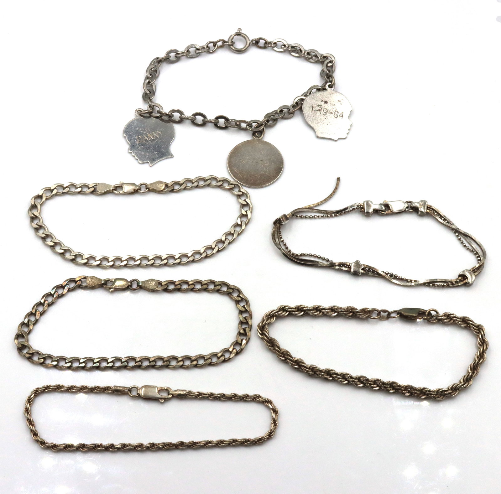 Group lot of 6 Vintage 925 sterling silver bracelets (1 of 8)