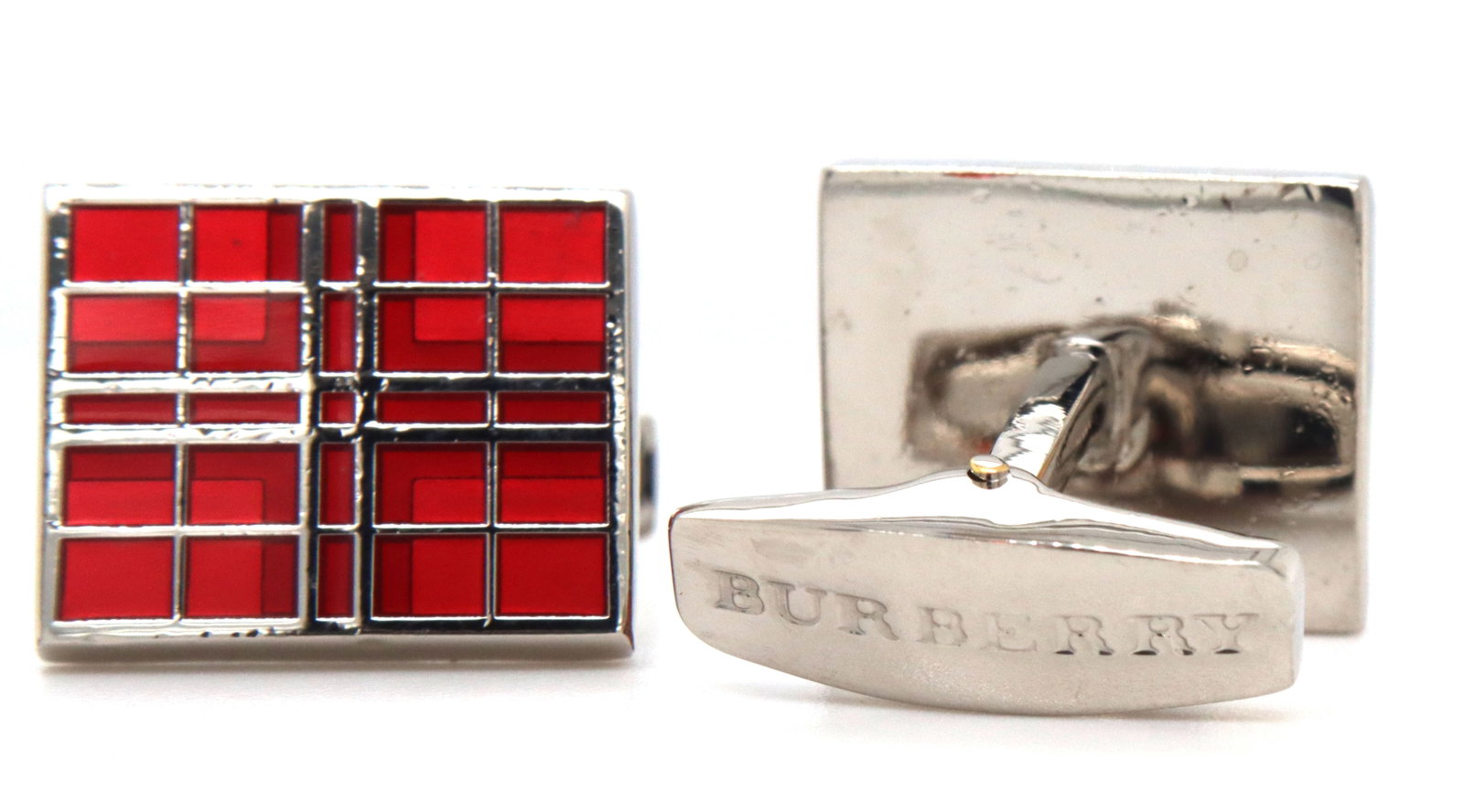 Burberry checkered red cufflinks - 3