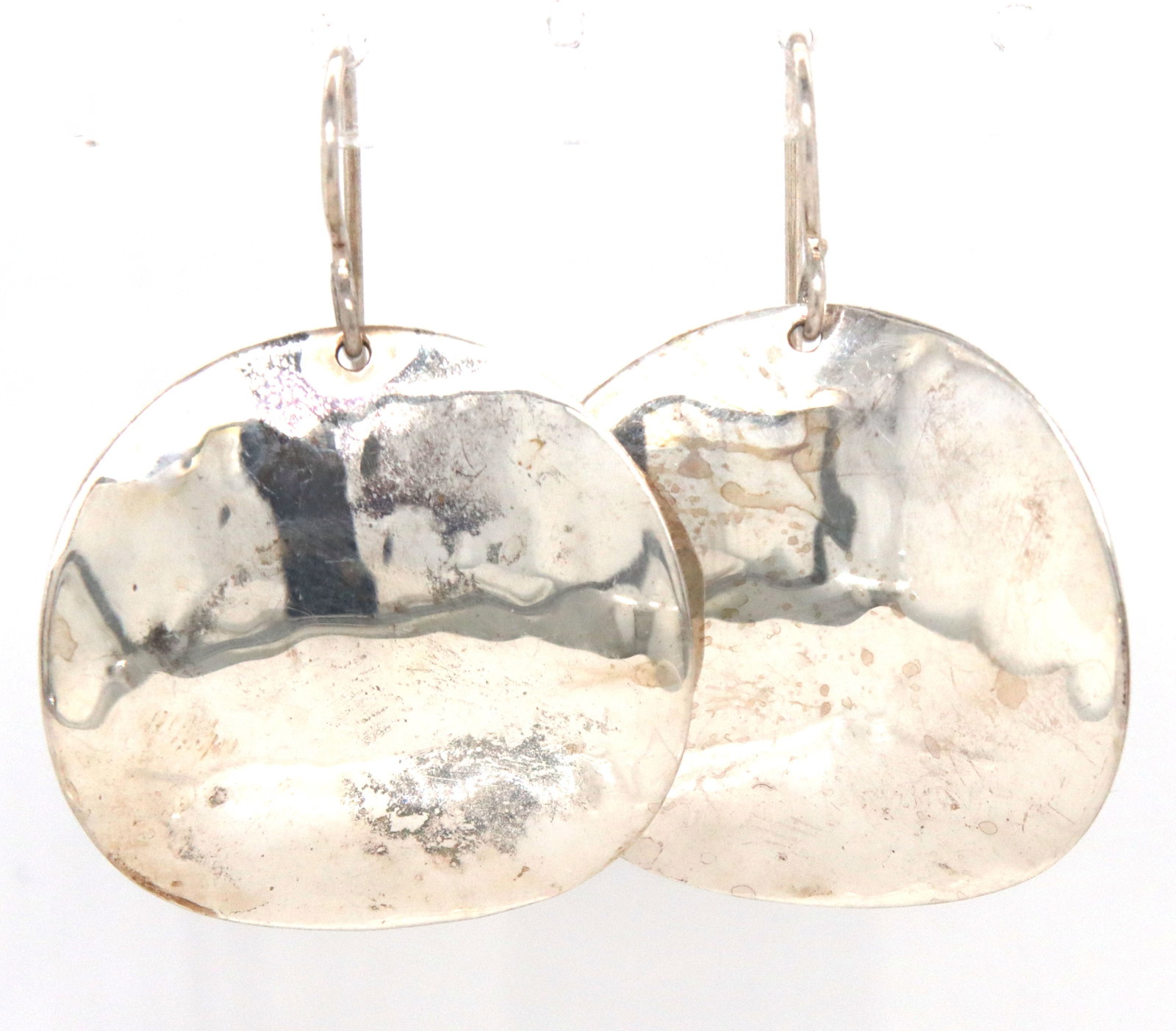 925 Sterling silver Mexico disk dangle earrings - 2