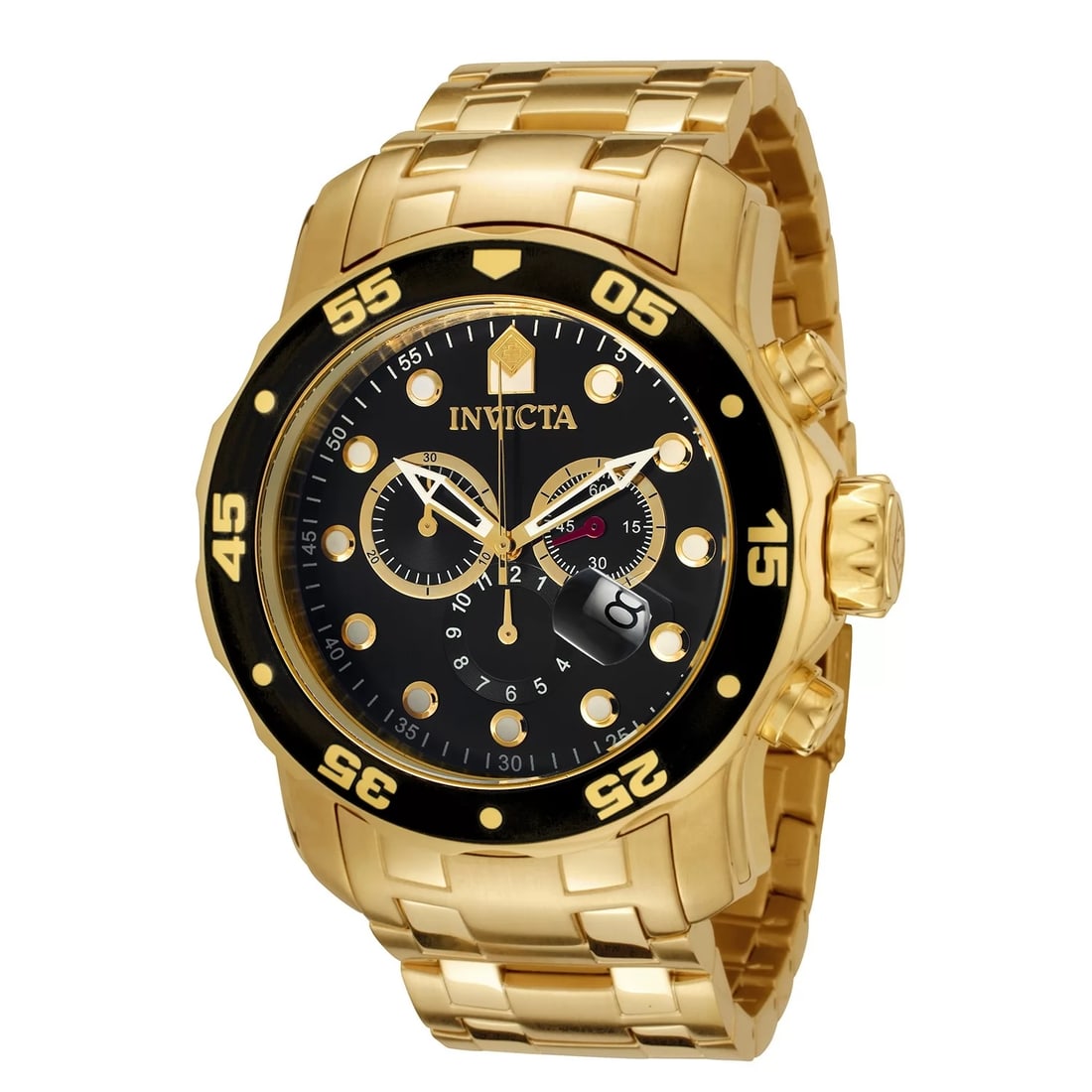 Invicta Men's Pro Diver Quartz Chronograph Black Dial Watch: Plunge into any horizon using the steadfast guidance of the Invicta Pro Diver. Stylishly classic, internal workings are forged with variations of bold movements. Built with confident prowess, the fort