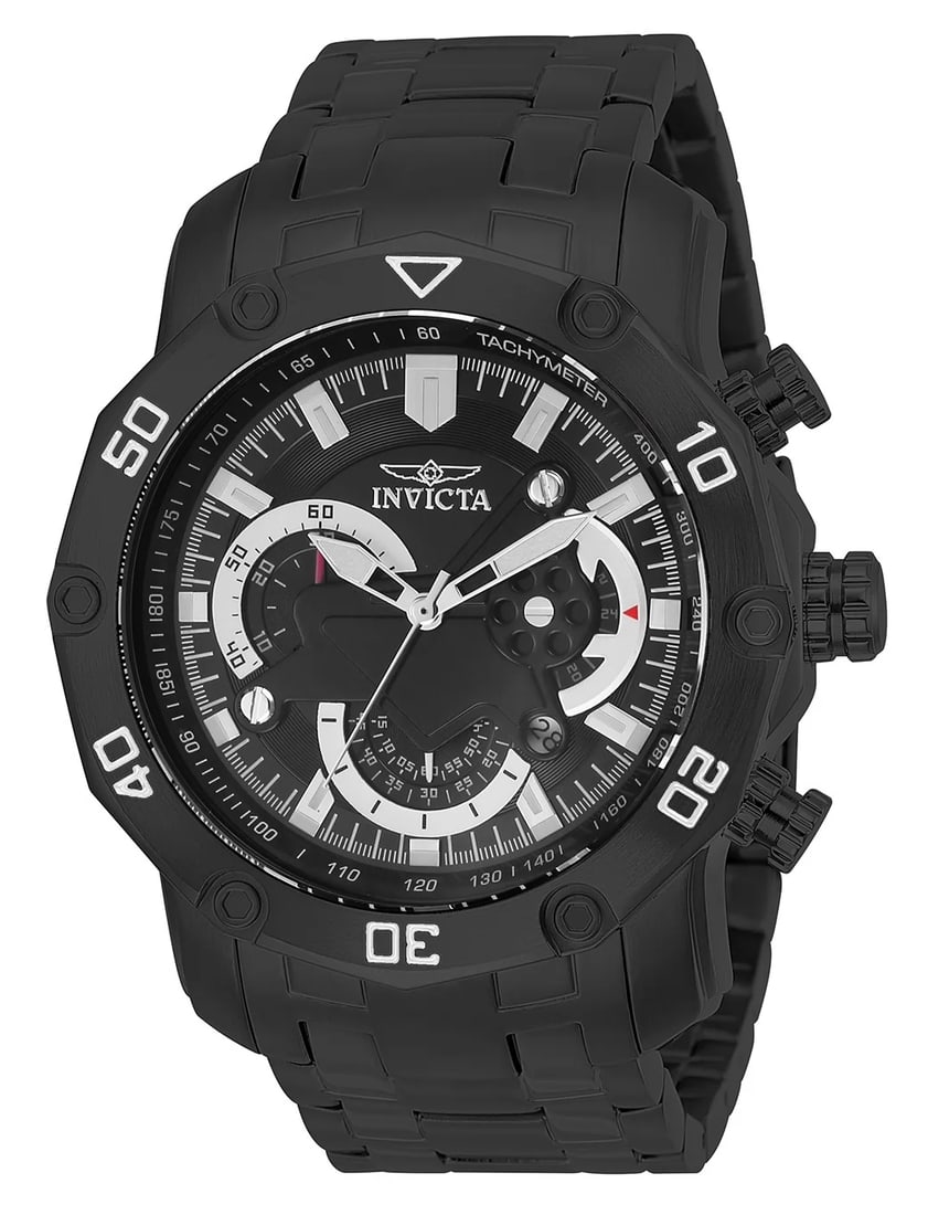 Invicta Men's Pro Diver Quartz Multifunction Black Dial Watch: Plunge into any horizon using the steadfast guidance of the Invicta Pro Diver. Stylishly classic, internal workings are forged with variations of bold movements. Built with confident prowess, the fort