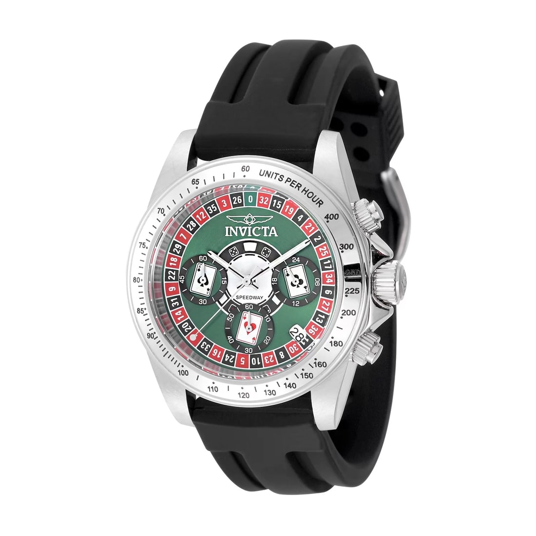 Invicta Men's Speedway Quartz VD53 Green Dial Watch: Conveying time with the utmost sophistication while keeping in mind the needs of the active sportsman, the Invicta Speedway collection will effortlessly transpose into any journey. An asset to any act