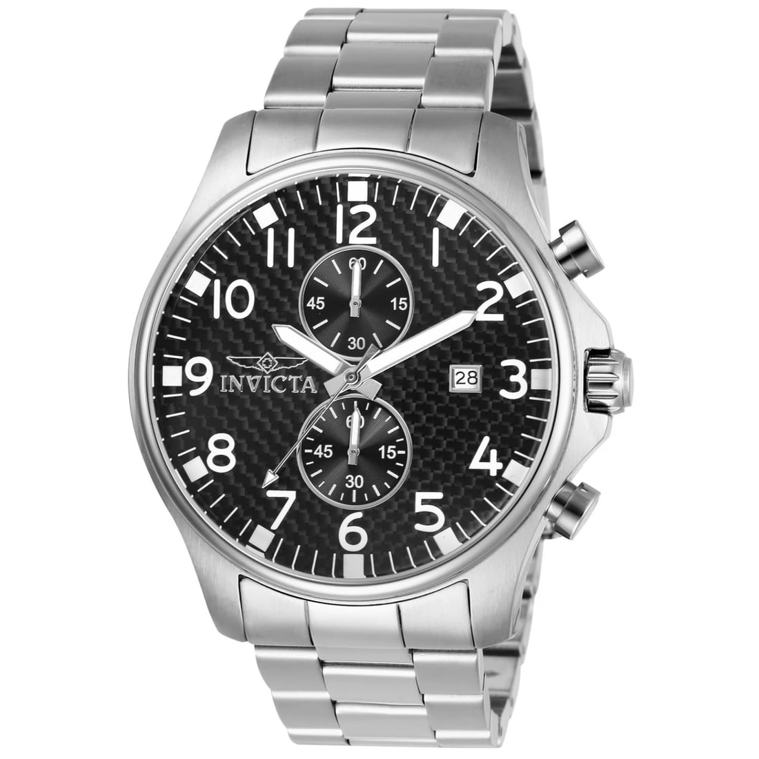 Invicta Men's Specialty Quartz Chronograph Black Dial Watch: Communicating time with ingenious innovation, the Invicta Specialty Collection is the shining example of invention in motion. This collection captures the revelation of intuition in transcendent piece