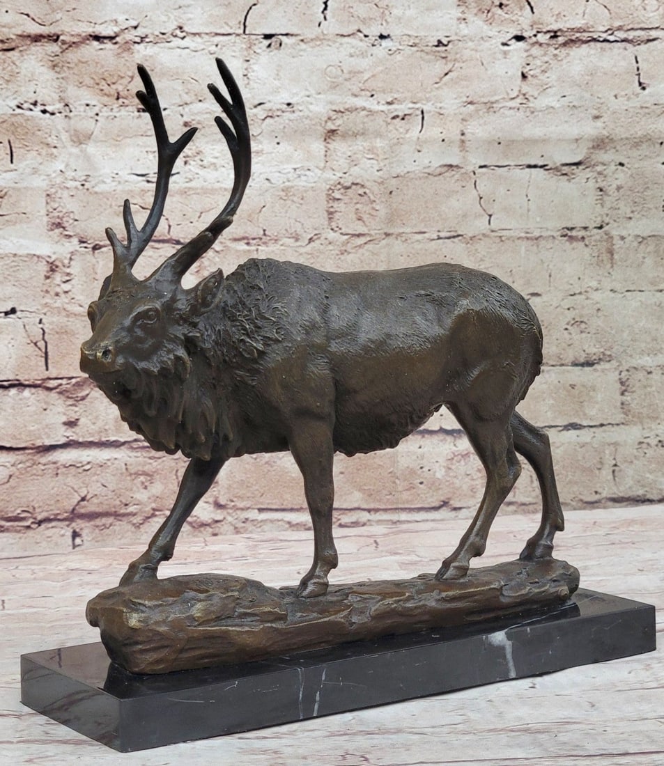 Signed Milo Male Deer Stag Buck Wildlife Bronze Sculpture Statue Figurine Art: Condition: This sculpture is in perfect condition. Bronze Dimensions with Marble Base: Height 9.5" x Width 10" Marble Dimensions: 10" X 4" Height without base: 9" Weight : 9 LBS Inventory 69AL2076296T