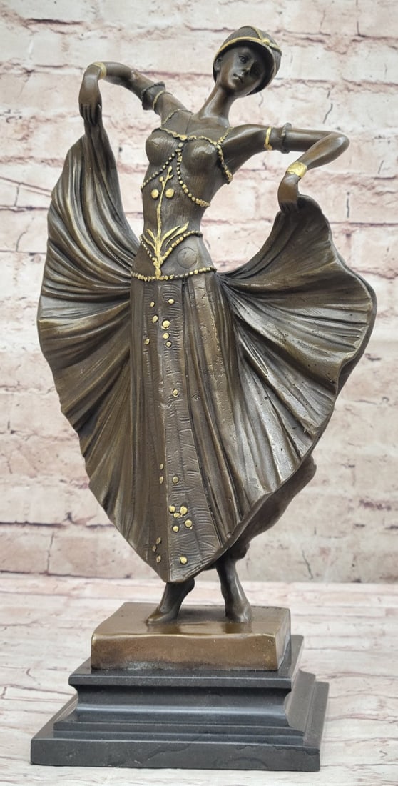 Handcrafted Bronze Art Deco Statue | Striking Home Decor Accent | Chiparus Sculpture (1 of 9)