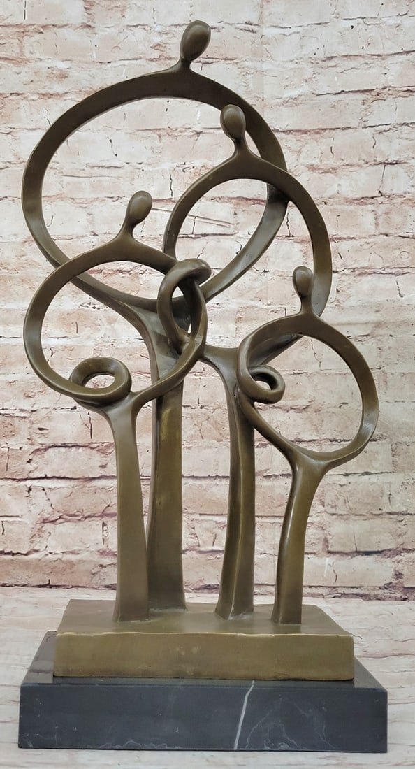 Mid Century Family Bronze Figure: Handcrafted Artwork by Braxton Sculpture: Condition: This sculpture is in perfect condition. Bronze Dimensions with Marble Base: Height 20" X Width 11" Marble Dimensions: Diameter:18.5" Height without base:9" X 6.5" Weight:23LBS Inventory:24Y