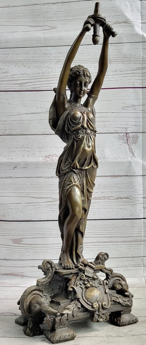 Vintage Style Ancient Greek Temple Priestess Bronze Statue Figurine Hot Cast (1 of 10)