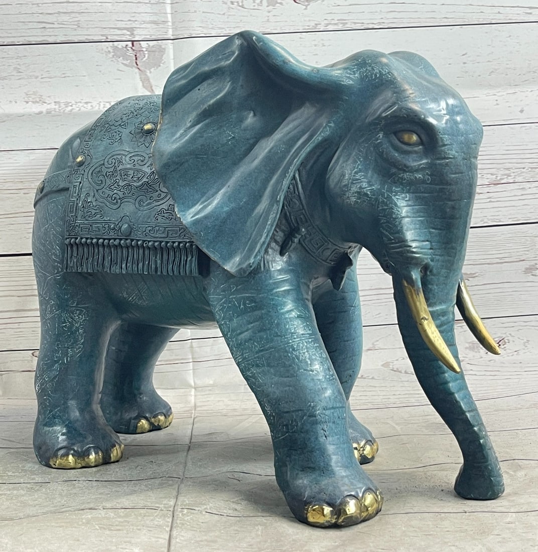 Extra Large Elephant Sculpture by Barye - Museum-Quality Wildlife Bronze Statue with Gold Accents (1 of 9)