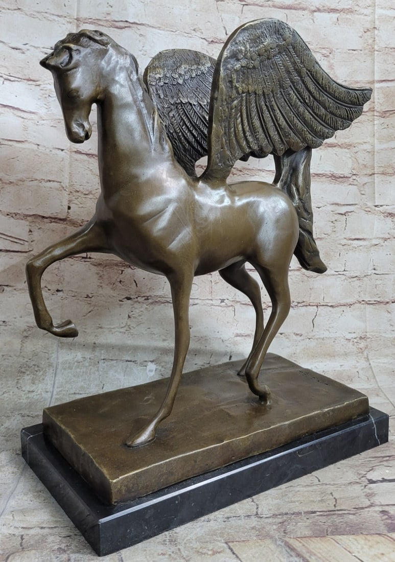 Greek Mythology Hero Horse Pegasus Large 100% Real Bronze Statue Sculpture Gift (1 of 9)