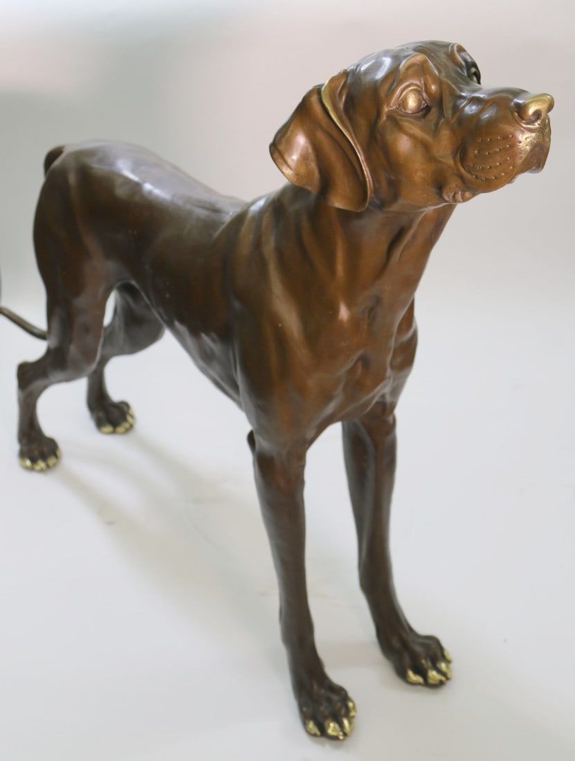 Bronze Labrador Dog With Great Patina- Collector Edition Hand Made by Milo: Condition: This sculpture is in perfect condition. Bronze Dimensions :Height 38" x Width 48" Weight : 84 LBS Inventory 93FDW00545039 Sale@@ This is a wondrously detailed sculpture of a Labrador dog. H