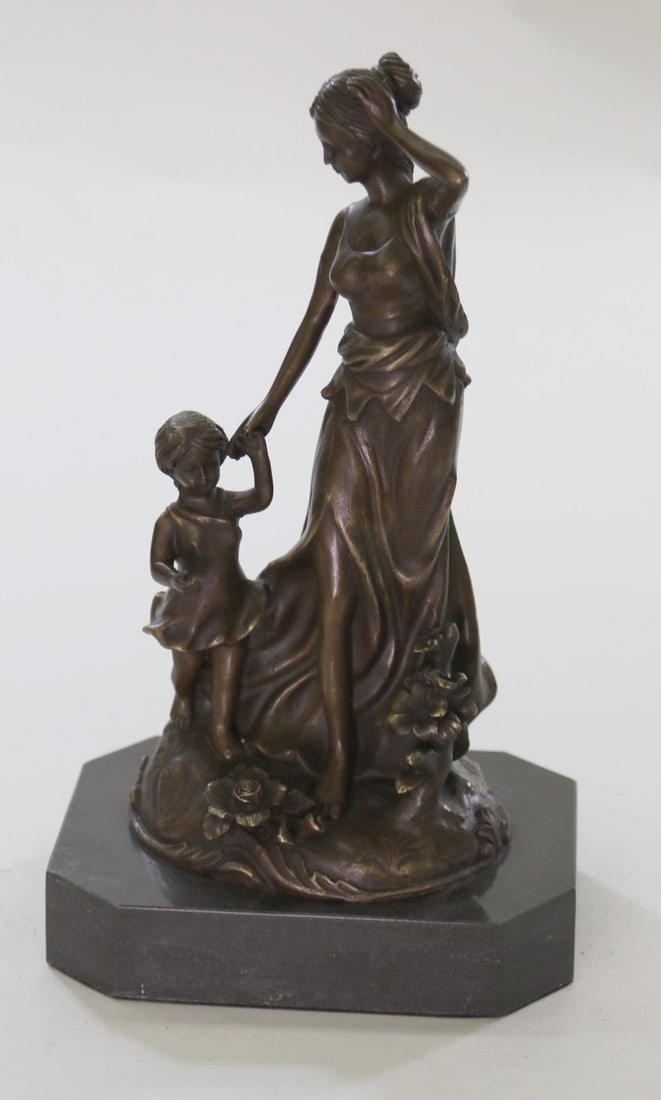 Vintage Original Bronze Sculpture Mother w Child by Milo Hot Cast Figurine Figure: Condition: This sculpture is in perfect condition. Bronze Dimensions with Marble Base:Height 13.5" x Width 8.5" Marble Dimensions: 8.5" X 6" Height without base:12" Weight :15 LBS Inventory : 31YRM033