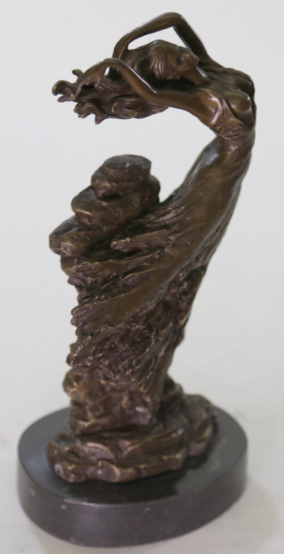 Bronze Statue Sensual Mermaid Sea Goddess Woman Art Deco Nude Figurine Sculpture: Condition: This sculpture is in perfect condition. Bronze Dimensions with Marble Base:Height 12" x Width 7" Marble Dimensions:Diameter 6" Height without base: 11" Weight : 10 LBS Inventory : 43YRD1380