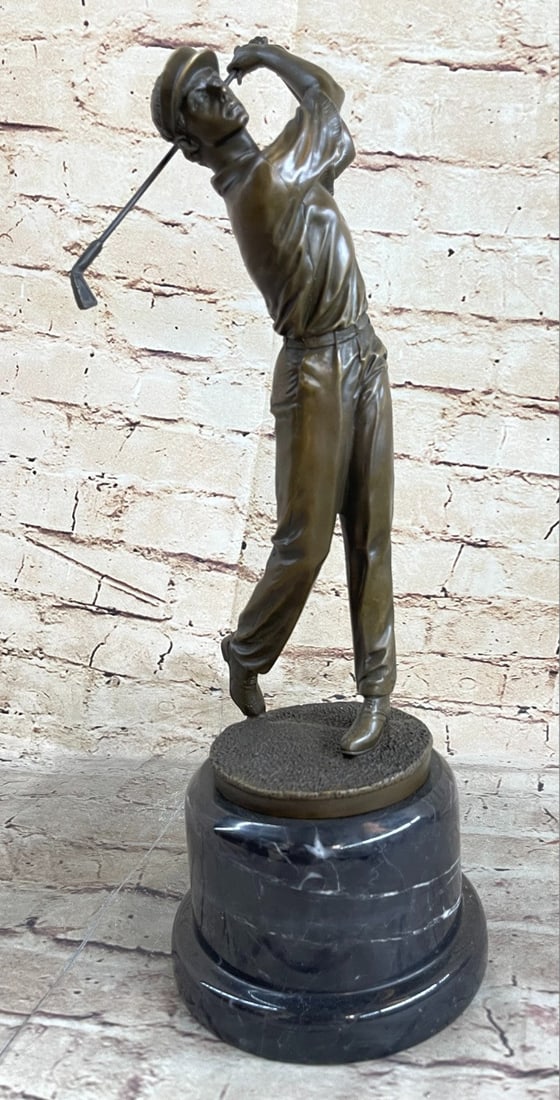 Vintage Bronze Golfer Golfing Statue Putting Figure Trophy Man Cave Club Putting (1 of 9)