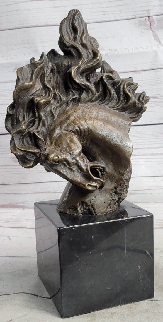Handcrafted Bronze Horse Statue on Marble Base Art Deco Figurine Signed Milo: Condition: This sculpture is in perfect condition Bronze Dimensions with Marble Base: Height 12" X Width 7" Marble size: 4" X 4" Height without base: 9" Weight :10 LBS Inventory :20AL0033002 Experienc