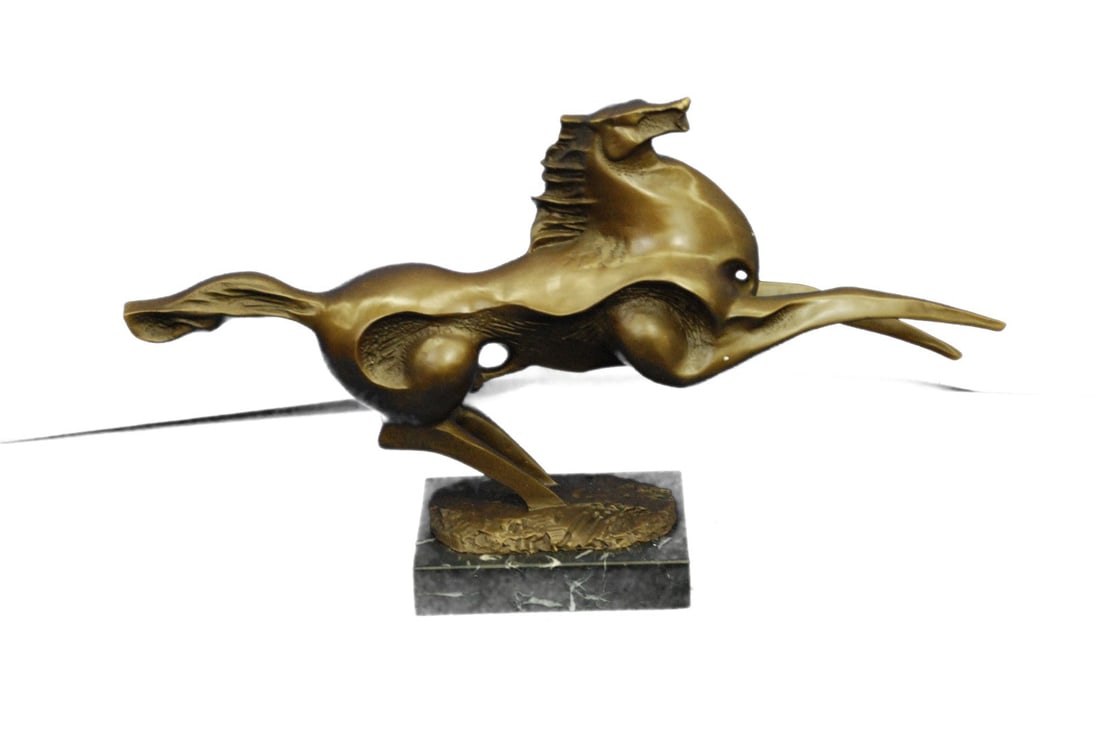 Lost wax Large Abstract Modern Art Horse Bronze Sculpture Statue By Milo Figure: Condition: This sculpture is in perfect condition. Bronze Dimensions with Marble Base:Height 11" x Width 19 1/2" Marble Dimensions: 6" X 5". Height without base: 10" Weight : 13 LBS Inventory :72K0618
