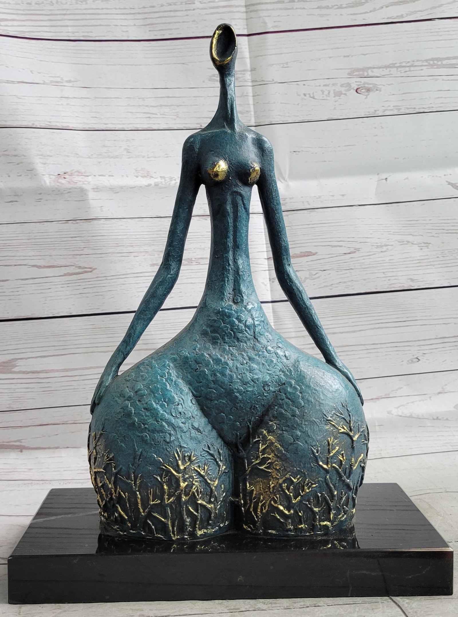 COLLECTIBLE BRONZE SCULPTURE STATUE Abstract Modern Nude Abstract Female by Milo: Condition: This sculpture is in perfect condition. Bronze Dimensions with Marble Base: Height 15" X Width 11" Marble Dimensions: 11" X 6" Height without base: 14" Weight : 15 LBS Inventory:67Y9825376 