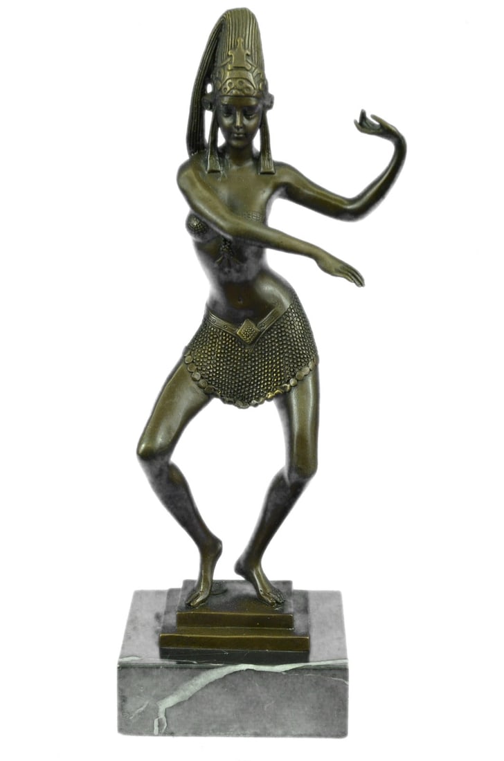 Art Deco Nouveau Hot Cast Tribute to Chiparus Erotic Dancer Bronze Sculpture NR: Condition: This sculpture is in perfect condition. Bronze Dimensions with Marble Base:Height 11" x Width 4" Marble Dimensions:4 X 4" Height without base: 10" Weight :6 LBS Inventory : 61EP8884416 Sale