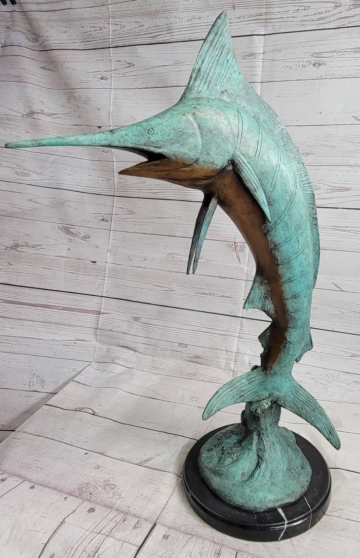 SIGNED MARIUS COLLECTORS EDITION SWORD FISH SEA OCEAN BRONZE STATUE SCULPTURE (1 of 9)